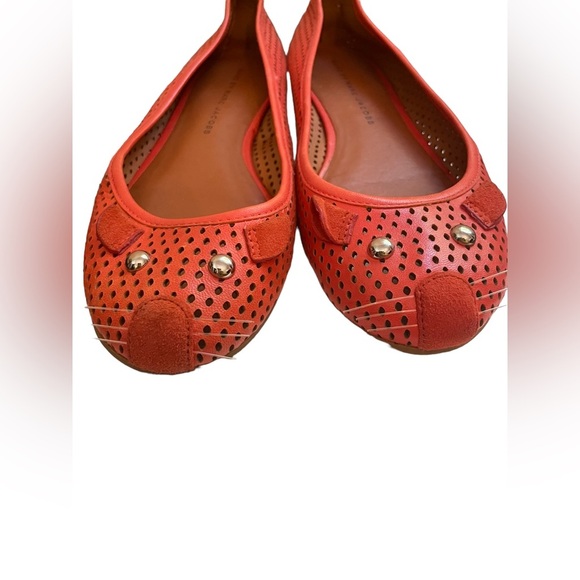 Marc Jacobs Orange Leather Kitty Cat loafers Marc Jacobs Ballet Flats CAT shoes - Picture 3 of 8